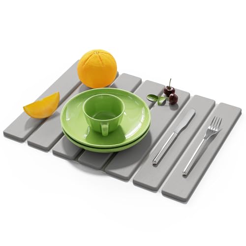 Foldable Stone Dish Drying Mat (Light Gray / 15.5" x 11.8")