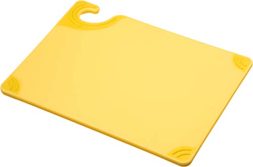 Saf-T-Grip Plastic Cutting Board with Safety Hook, 9" x 12" x 0.375", Yellow (Yellow)