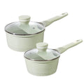Sauce pan set 4 Pcs 1.5Qt & 2.0Qt Sauce Pot Set with Lid Geen (2 PCS 1.5/2.0 QT Sauce Pan with Lid)