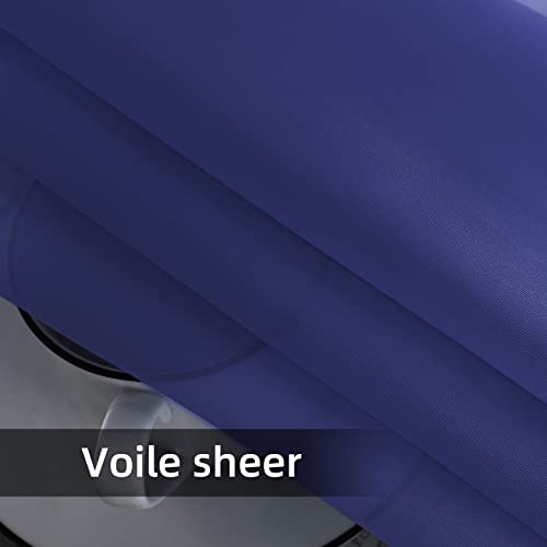 Sheer Voile Window Treatment Rod Pocket Curtain Panels for Kitchen Bedroom Living Room Drapes Sunlight Filtering Privacy Semi Home Decor Assorted Colors Sizes (Navy / 52"W x 63"L (Pack of 2))