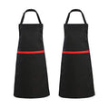2 Pack Adjustable Bib Apron with 2 Pockets (Black)