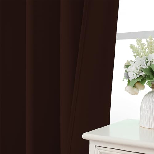 Blackout Curtains 108 inch Length 2 Panels Set (Chocolate / 52"W x 108"L (Pack of 2))