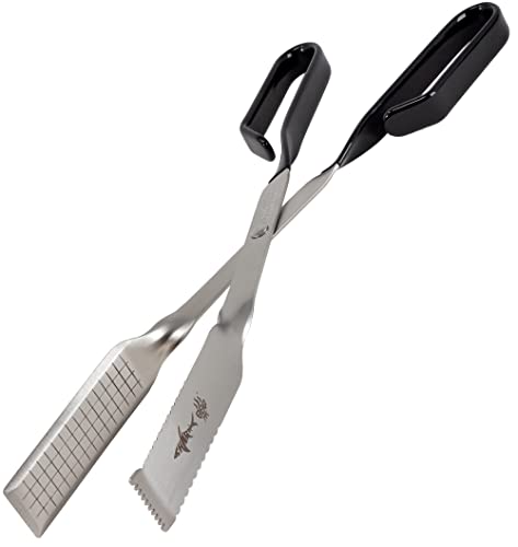 Grill Tongs for Kitchen & Outdoor Cooking (13 Inch / Black)