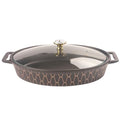 11" X 7.5" Ceramic Oval Casserole Dish with Glass Lid (Black / 11" X 7.5")