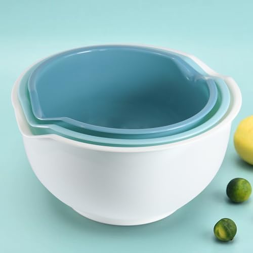 Set of 3 Mixing Bowls with Pour Spout (Blue)