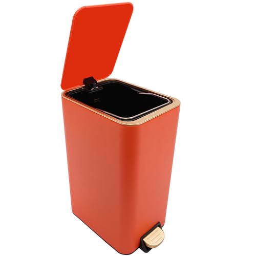 12 Liter 3.17 Gallon Bathroom Trash Can with Lid Soft Close (Orange)
