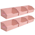 Closet Baskets for Shelves Trapezoid (Pink / Large -6 Pack)