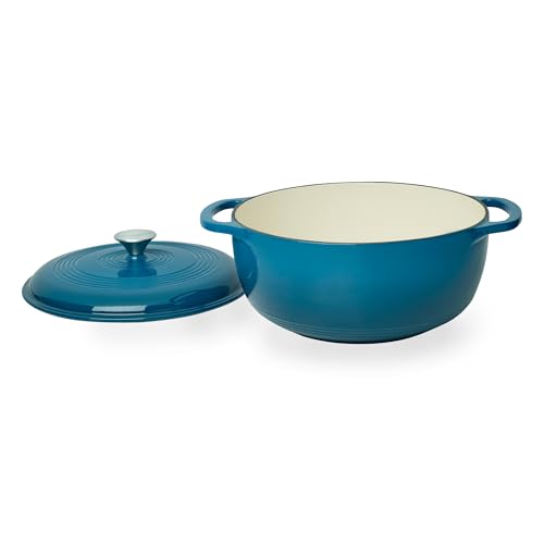 Enameled Cast Iron Round Dutch Oven (Turquoise)
