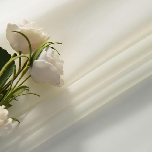 Ivory Sheer Curtains 4 Panels Rod Pocket Semi (Ivory / 52"W x 96"L (Pack of 4))
