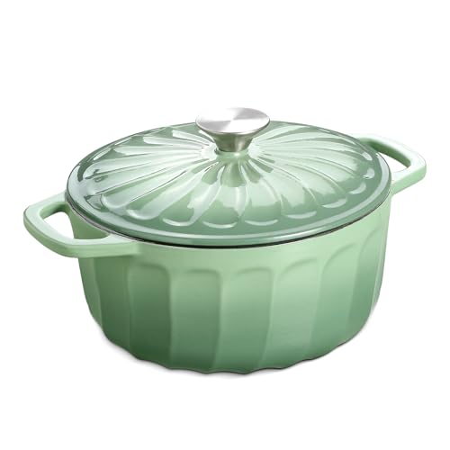 Enameled Cast Iron Dutch Oven Pot with Lid (Pistachio Green / 3 QT)
