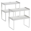Counter Shelf Organizer Set of 4 (Medium / White-Marble)