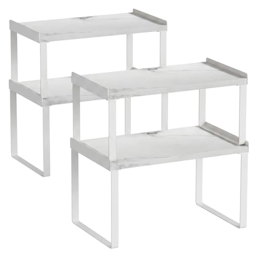 Counter Shelf Organizer Set of 4 (Medium / White-Marble)