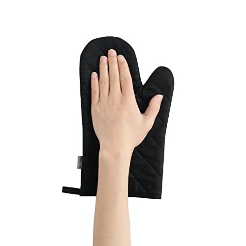 Oven Mitts and Pot Holders 4 pcs Set (Cotton-black)