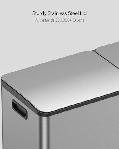 Dual Trash and Recycling Bins for Kitchen (Silver / 13+6 Gallon)