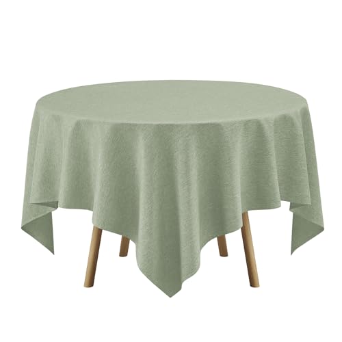 Faux Linen Square Tablecloth for Dining Room (Sage Green / 70" x 70" (Square))