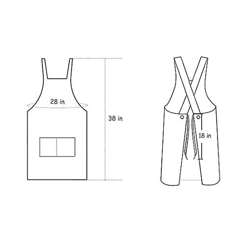 100% Cotton Cross Back Apron for Women with 2 Pockets (#0 Adjustable Light Green Cross-back)