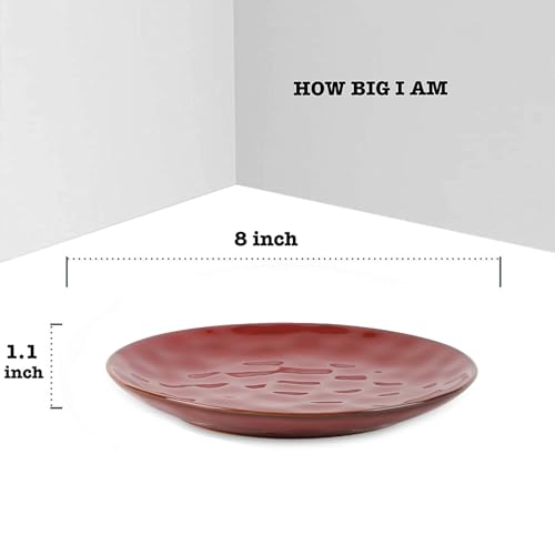 Ceramic Dessert Salad Plates (Cherry Red)