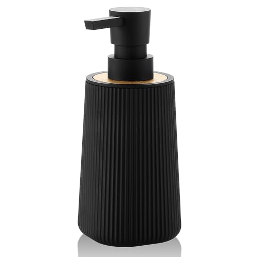 Small Soap Dispenser for Bathroom and Kitchen Bamboo Decor Black (Bamboo Black)