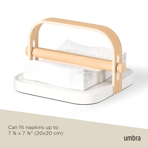 Bellwood Napkin Holder with Weight and Carrying Handle (Napkin Holder / White/Natural)