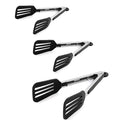 3 PCS Stainless Steel & Silicone Cooking Tongs Set (7 & 9 & 12 inch / Black)
