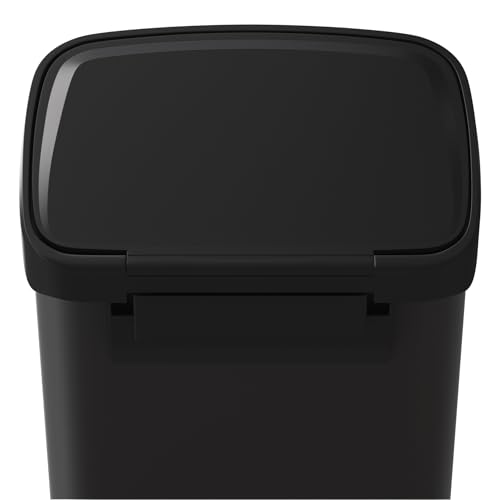 13 gal 50 L Metal Trash Can with Lid (Black / 13.2 Gallons)
