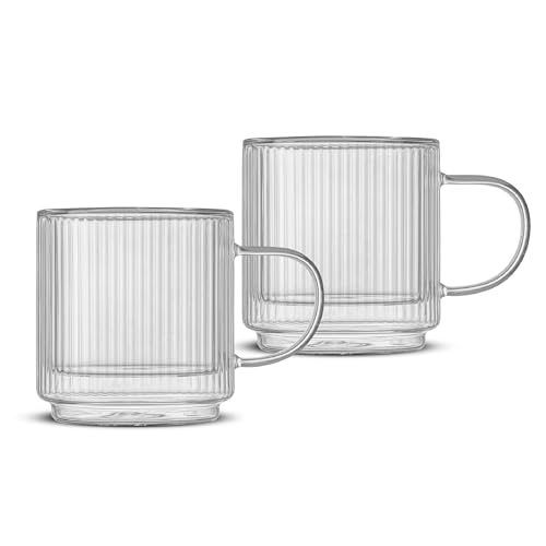 Haven Stackable Fluted Glass Mugs (Fluted Mugs)