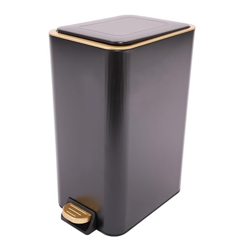 Bathroom Trash Can with Lid (Black)