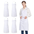 4 Pack 100% Cotton Aprons with 2 Pockets Cooking Chef Kitchen Adjustable Bib Apron for Women Men (White)