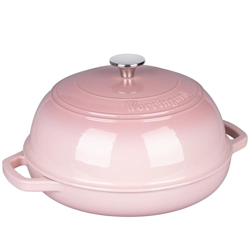 Enameled Cast Iron Dutch Oven Pot with Lid (Pink)