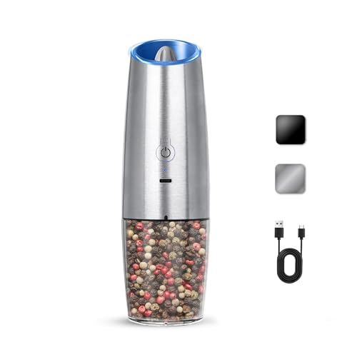 Rechargeable Gravity Salt Pepper Grinder Set (Rechargeable/Single/Silver)