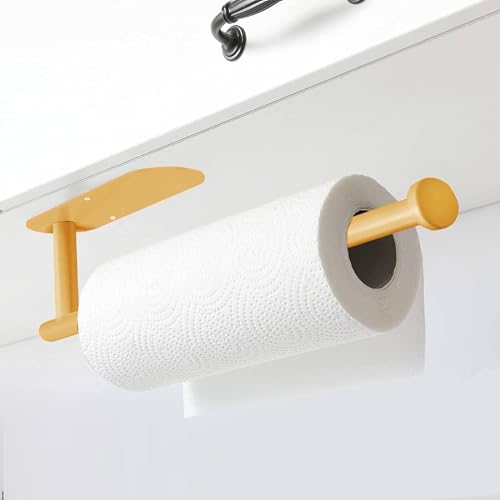 Pink Paper Towel Holder Self Adhesive Drilling for Kitchen Yellow (Yellow)