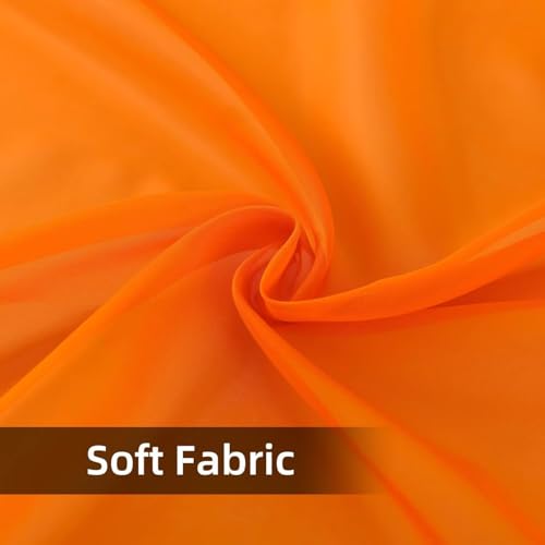 Solid Sheer Rod Pocket Curtain Voile Draperies 2 Panels Orange Beige Black Grey Coffee 38 Inch Width 45 Inch Long 1 Pair for Kitchen Bedroom Children Living Room Yard (Orange / 38"W x 45"L (Pack of 2))