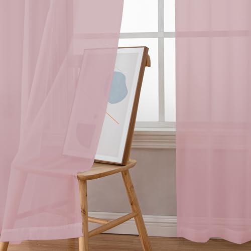 Sheer Curtains 72 Inch Length 2 Panels (Blush Pink / 42"W x 72"L (Pack of 2))