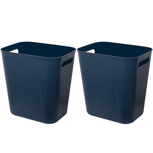 Plastic Small Trash Can Wastebasket (Navy Blue / 3.5 Gallon/2 Pack)