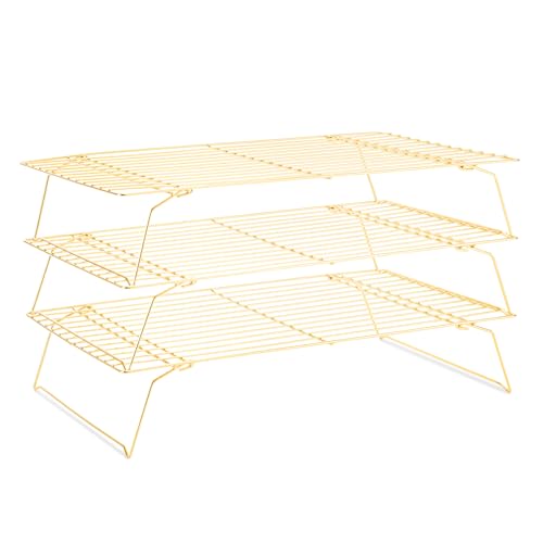 Cooling Rack for Cooking Baking 3 Tiers (Gold / 16"x10"-3Tier)