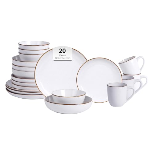 HomeVSS 20 Piece Dinnerware Set (Service for 4 - 20pc Set / Matt White)