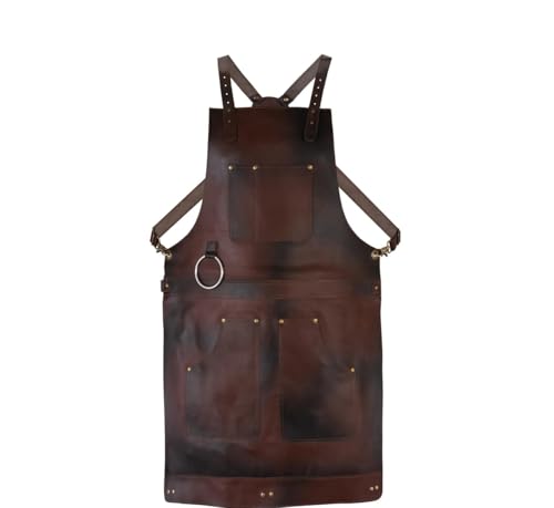 Full Grain Leather & Canvas Apron (Brown-004)