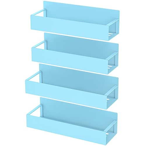 Metal Magnetic Spice Rack for Refrigerator Blue (4 Pack / Blue)