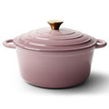 Vintage Style 6 Quart Dutch Oven Pot with Lid (Pink / 6 QT Round)