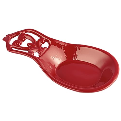 Cast Iron Spoon Rest (Red / Dense Scrollwork)