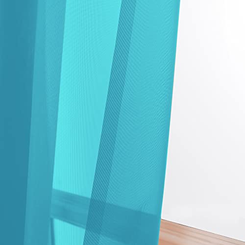 Turquoise Blue Sheer Curtains (Turquoise / 42"W x 84"L (Pack of 2))
