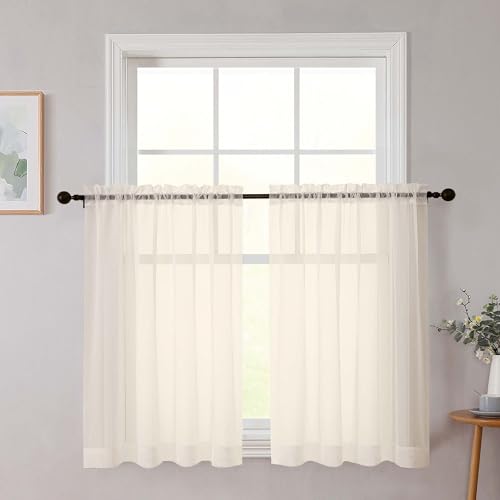 Cafe Curtains 36 Inch Length Tier 2 Pieces (Cream / 42"W x 36"L (Pack of 2))