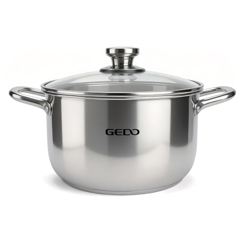 Stainless Steel Stock Pot with Glass Lid (5.3 Quarts)