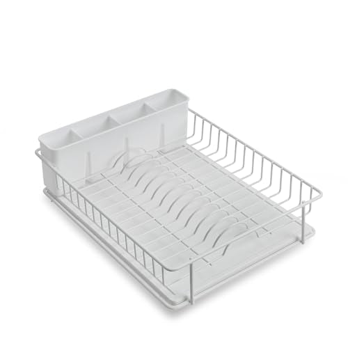 304 Stainless Steel Compact Dish Drying Rack (White)
