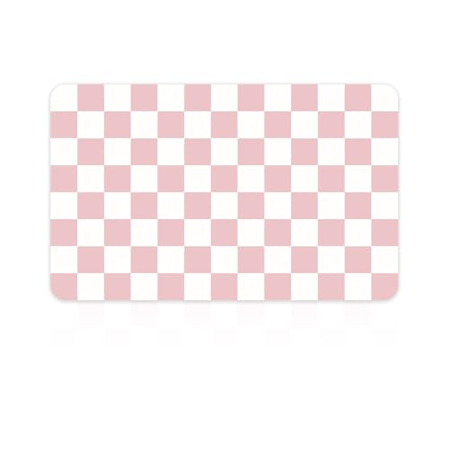 Checkered Dish Mat for Kitchen Coffee Station (Pink / 16" x 24")