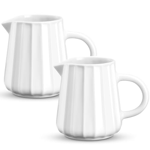 Wave Shaped 2 Pack 5 Oz Classic White Creamer with Handle (White / 5 Ounces;(Set/2))