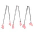 Mini Food Tongs 5.5" Pattern Shape Stainless Steel with Silicon Tips Small Cooking Tongs Kitchen Food Tongs Serving Tongs for Cooking Grilling BBQ Barbecue Kitchen (Pink)