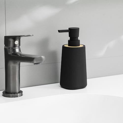 Small Soap Dispenser for Bathroom and Kitchen Bamboo Decor Black (Bamboo Black)