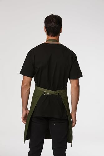 Chef Men Canvas Waterproof Apron Pocket 4251GB (3 Pack / Army Green)