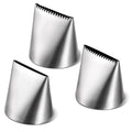 3 PCS Piping Tips Set Large Frosting Piping Kit Stainless Steel Cake Icing Nozzles Tips Decorating Tools Silver Pastry Bags Tips Accessories for Cookie Cupcake Baking Buttercream Supplies